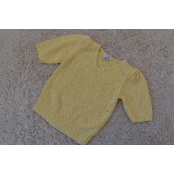 Vintage 80s‎ Acrylic Yellow Knit Blouse size S - Picture 7 of 10